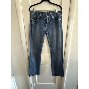 Miss Me Jeans Women's Stella Blue Boot Low Rise Flat Pocket Faded 31‎ Flaws *